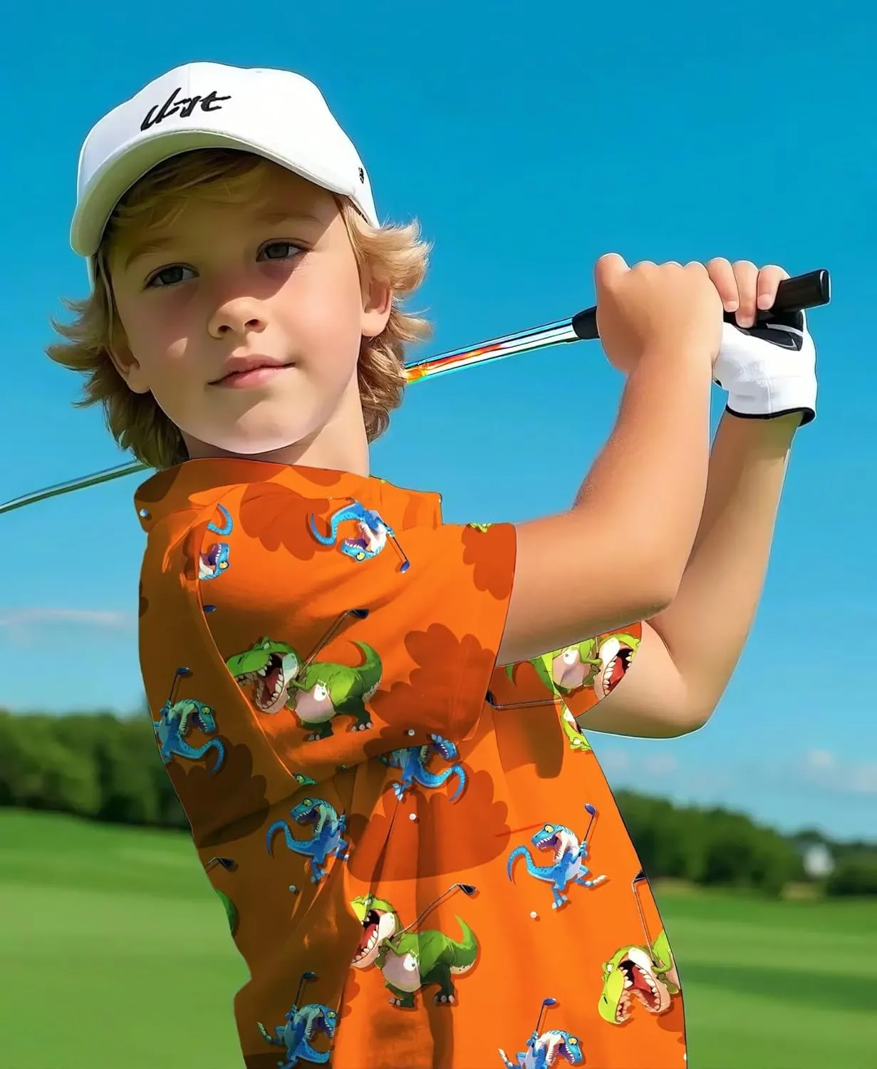 Boys Hawaiian Shirt Polo Tropical Kid Aloha Golf Uniform Short Sleeve Printed Tee Summer Beach Vacation Graphic Top