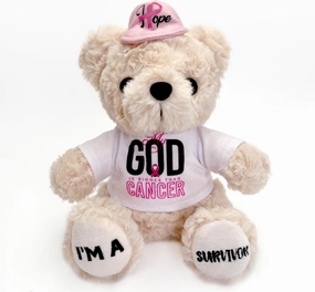 Breast Cancer Survivor Gift - 8" I'm a Survivor Teddy Bear with Pink Ribbon Hat, Cancer Survivor Gifts for Women, Soft Plush Toy for Chemo Support, Breast Cancer Awareness Comfort Gift