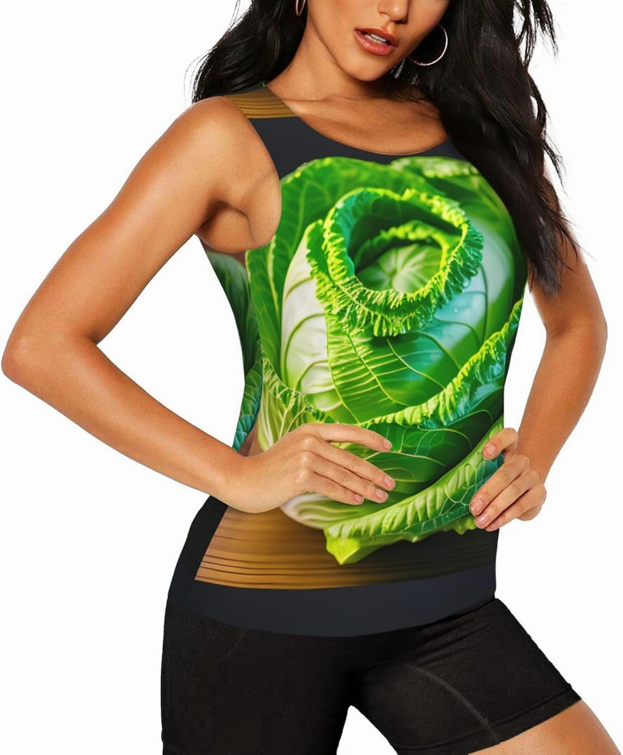 Bright Cabbage Print Women Athletic Tank Tops Summer Workout Fitness Sessions Physical Activities Use
