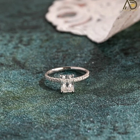 Brilliant 1.5 CT Radiant Moissanite Solitaire Ring – White Gold Beauty