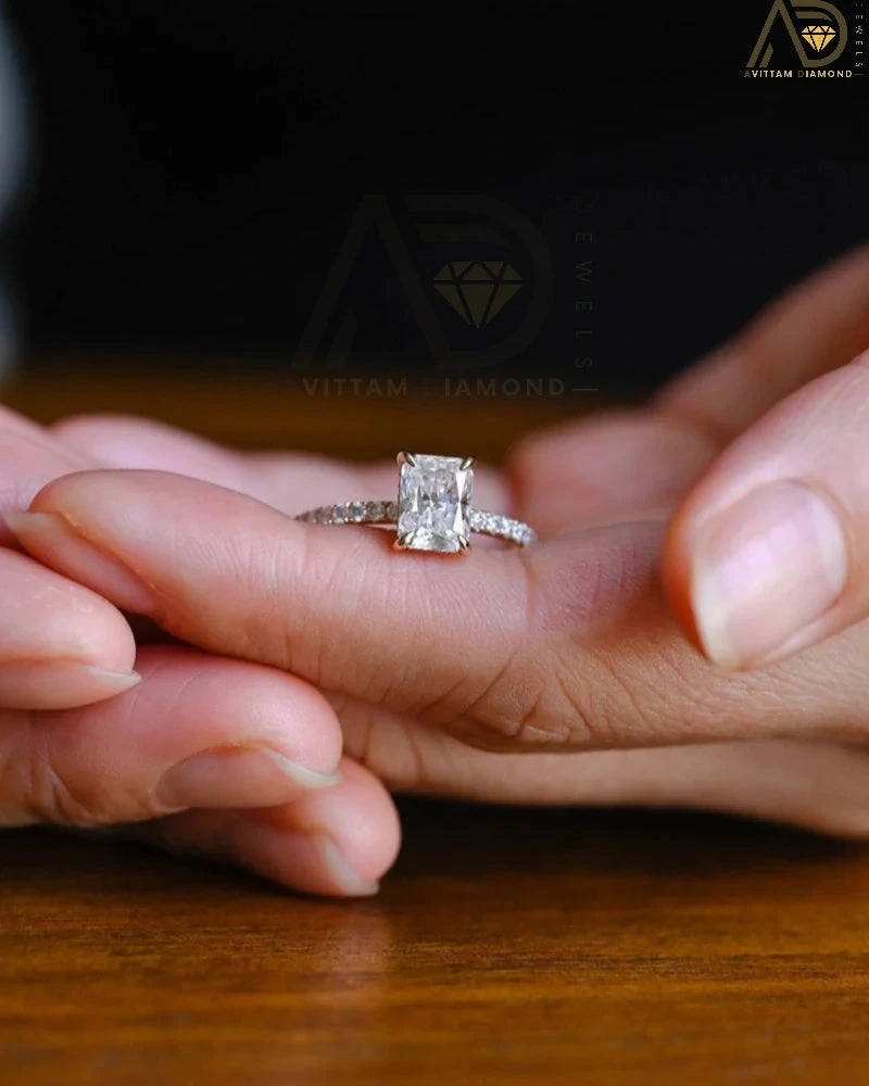 Brilliant 1.5 CT Radiant Moissanite Solitaire Ring – White Gold Beauty