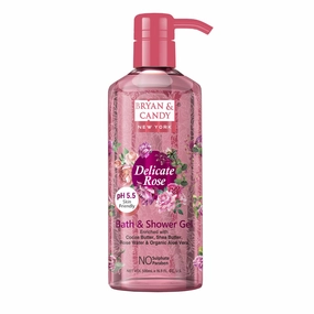 BRYAN & CANDY Delicate Rose Bath And Shower Gel Enriched With Cocoa Butter, Shea Butter, Rose Water, Organic Aloe Vera, Skin Friendly Ph 5.5, All Skin Types () 500Ml