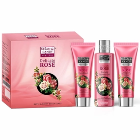 BRYAN & CANDY Delicate Rose Gift Set For Women And Men, Women (Face Wash, Bath And Shower Gel, Hand And Body Lotion), Enriched With Rose Water, Rose Oil, Aloe Vera (Pack Of 3)