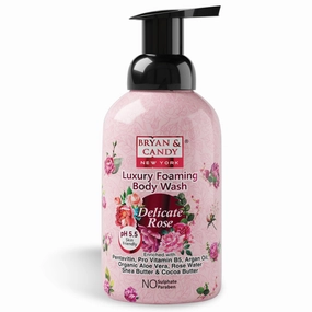 Bryan & Candy Delicate Rose Luxury Foaming Body Wash With Pentavitin,Pro Vit B5,Argan Oil,Aloe Vera,Rose Water,Cocoa Butter,Shea Butter, Skin Friendly Ph 5.5, All Skin Types, 400 Ml