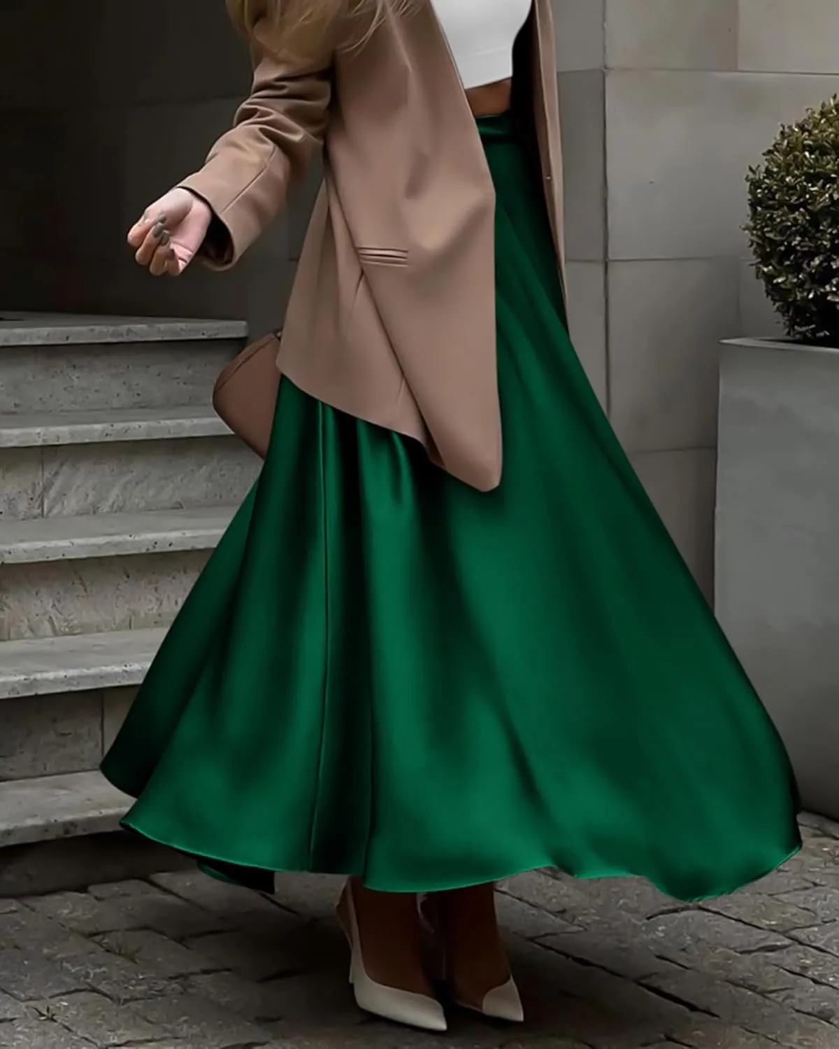 BTFBM Womens High Waist Satin Skirts Summer Spring Outfits 2025 Elegant Flowy A-Line Party Cocktail Long Maxi Skirt