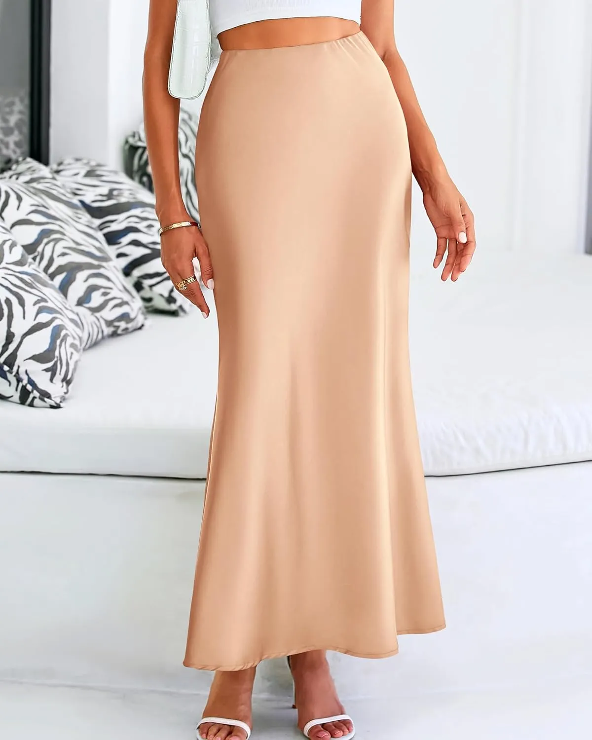 BTFBM Womens Summer Fall Skirt 2025 Silk Elegant High Waist Cocktail Party Wedding Mermaid Satin Maxi Skirts