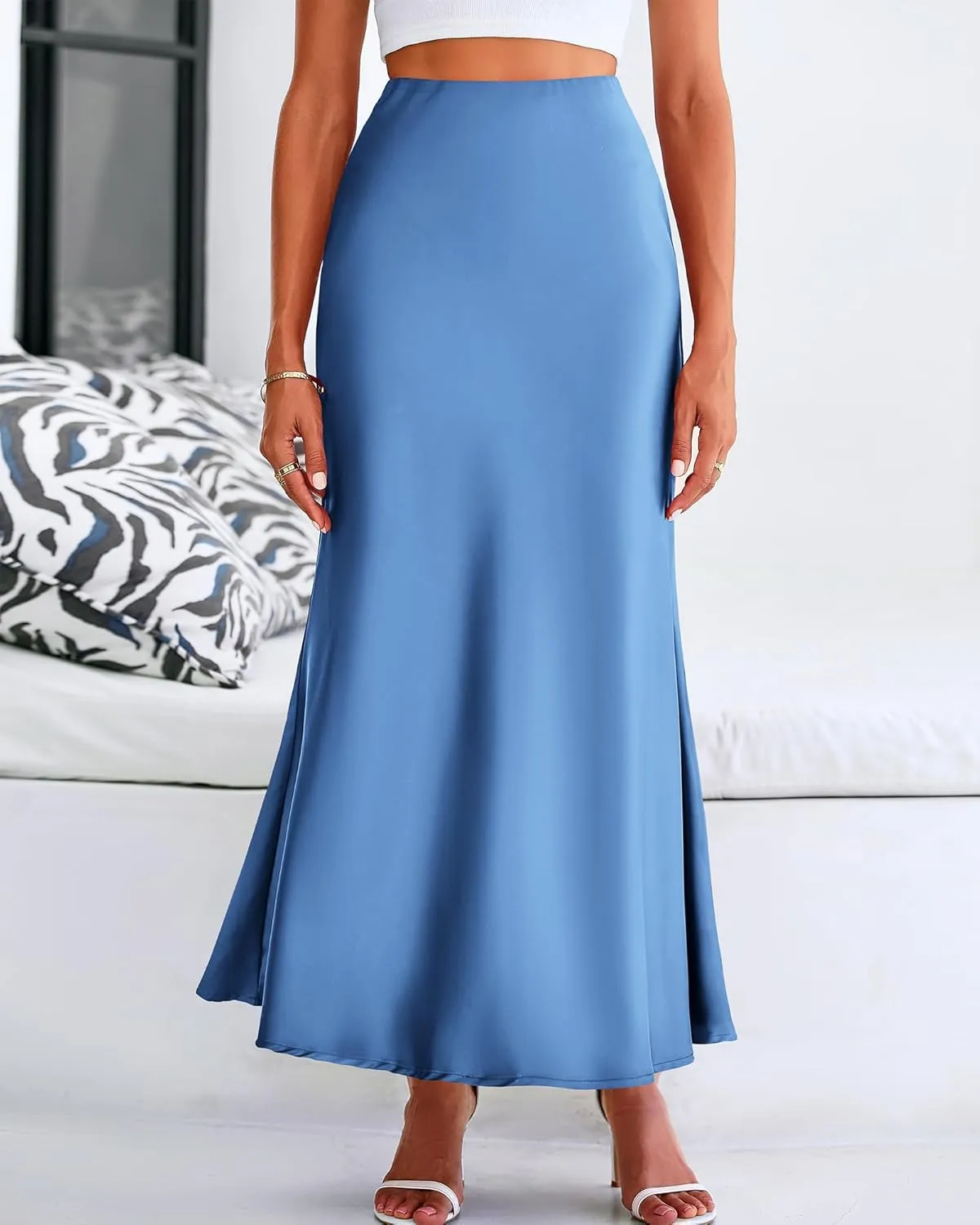BTFBM Womens Summer Fall Skirt 2025 Silk Elegant High Waist Cocktail Party Wedding Mermaid Satin Maxi Skirts