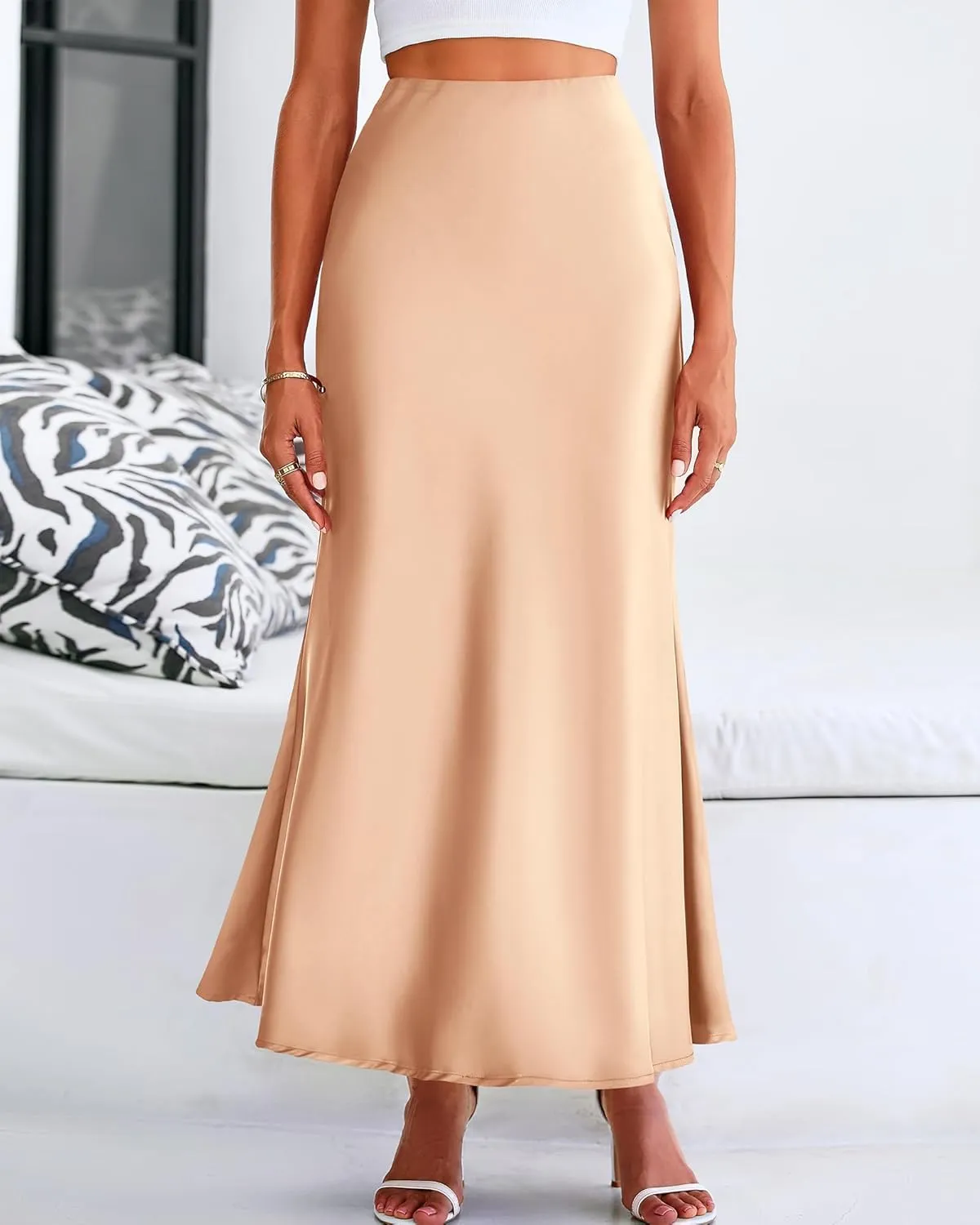 BTFBM Womens Summer Fall Skirt 2025 Silk Elegant High Waist Cocktail Party Wedding Mermaid Satin Maxi Skirts