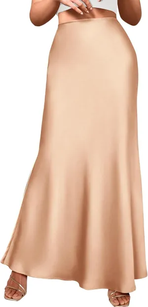 BTFBM Womens Summer Fall Skirt 2025 Silk Elegant High Waist Cocktail Party Wedding Mermaid Satin Maxi Skirts