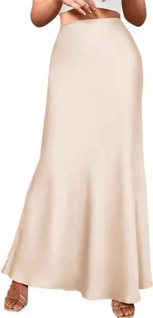 BTFBM Womens Summer Fall Skirt 2025 Silk Elegant High Waist Cocktail Party Wedding Mermaid Satin Maxi Skirts
