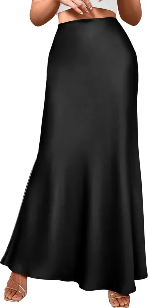 BTFBM Womens Summer Fall Skirt 2025 Silk Elegant High Waist Cocktail Party Wedding Mermaid Satin Maxi Skirts