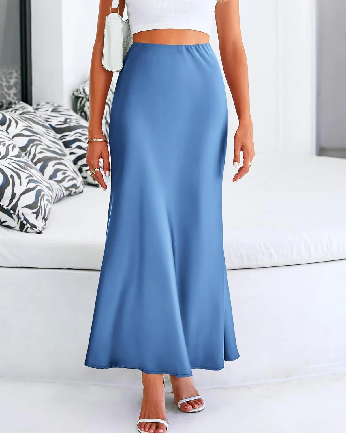 BTFBM Womens Summer Fall Skirt 2025 Silk Elegant High Waist Cocktail Party Wedding Mermaid Satin Maxi Skirts