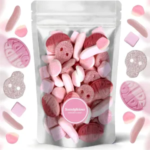 BUBS Swedish Candy Pink Mix – Assorted Soft & Fizzy Pink Gummies – Includes Wild Strawberry/Pomegranate & Fan-Favorite Flavors (1 LB)
