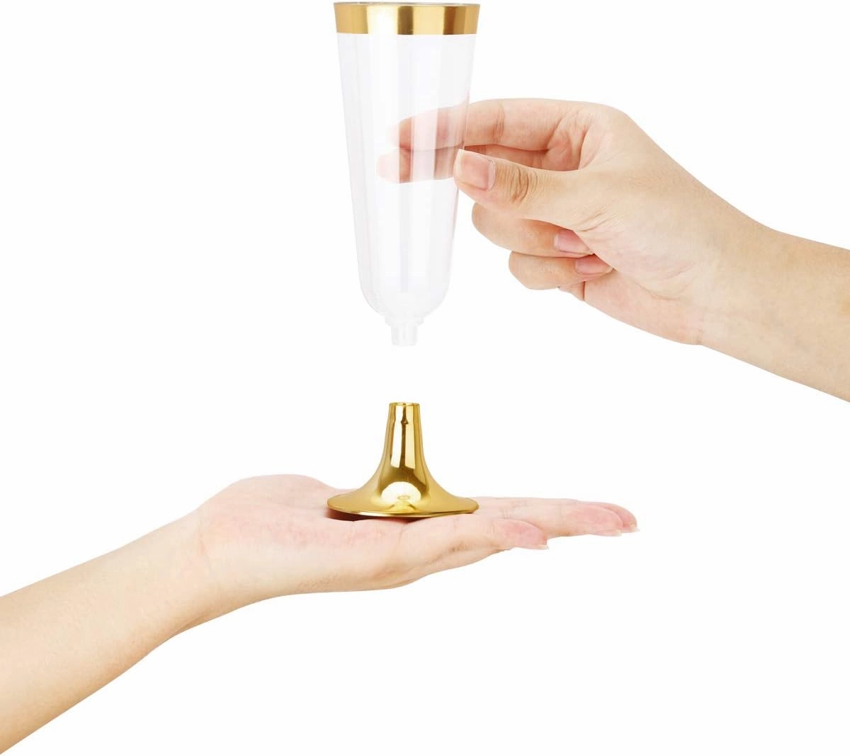 bUCLA 100 Pack Gold Plastic Champagne Flutes - 5OZ Plastic Champagne Glasses With Gold Rim - Premium Quality Gold Disposable Cups-Ideal for Thanksgiving Party, Weddings