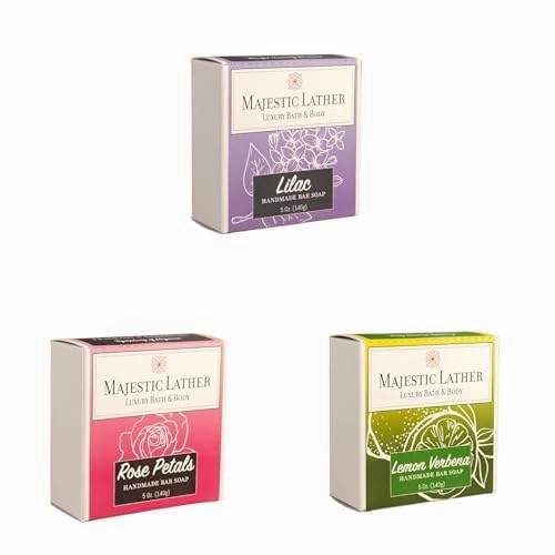 Bundle of Majestic Lather Lilac, Rose Petals & Lemon Verbena Luxury Bar Soaps
