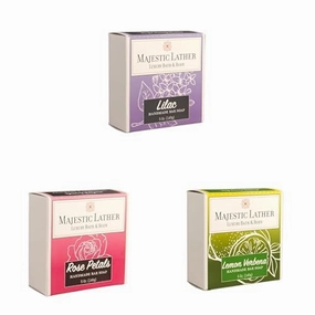 Bundle of Majestic Lather Lilac, Rose Petals & Lemon Verbena Luxury Bar Soaps