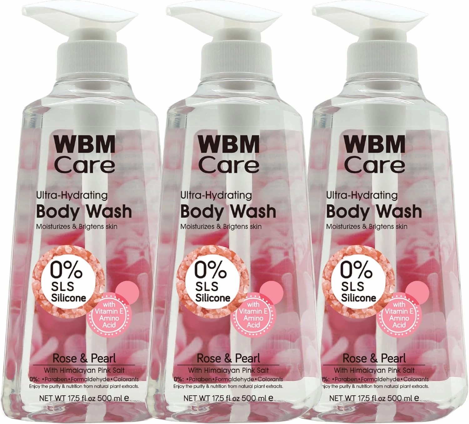 Care Body Wash Soft & Smooth Skin After Just One Use, Formulated with Rose & Pearl, Deep Purifies, SLS & Silicon Free, 17.5 fl oz/Each – Pack of 3