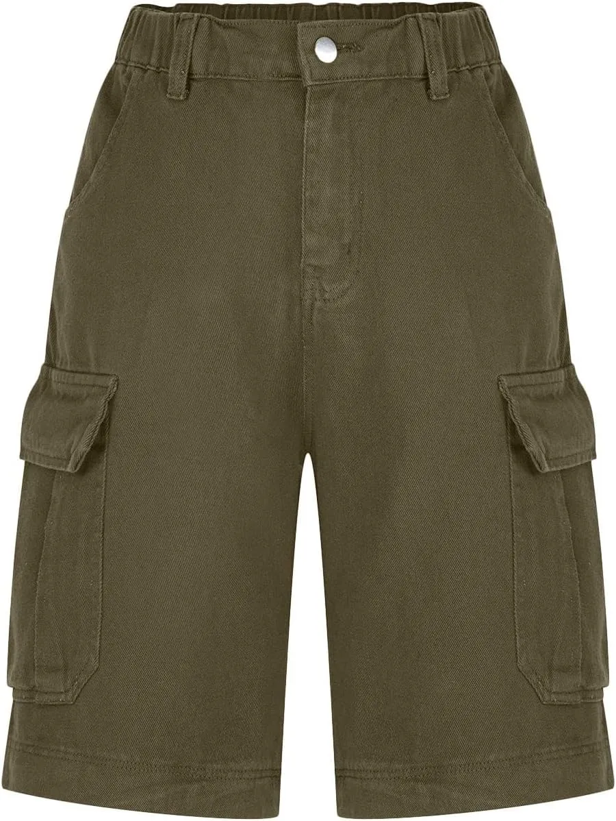 Cargo Shorts Women Plus Size Wide Leg Hiking Cargo Jogger Shorts High Waist Tactical Shorts Y2K Urban Work Shorts