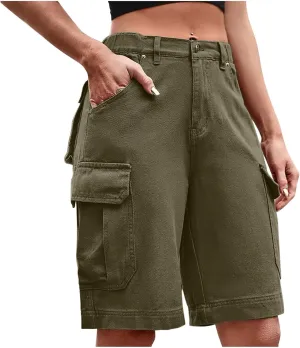 Cargo Shorts Women Plus Size Wide Leg Hiking Cargo Jogger Shorts High Waist Tactical Shorts Y2K Urban Work Shorts