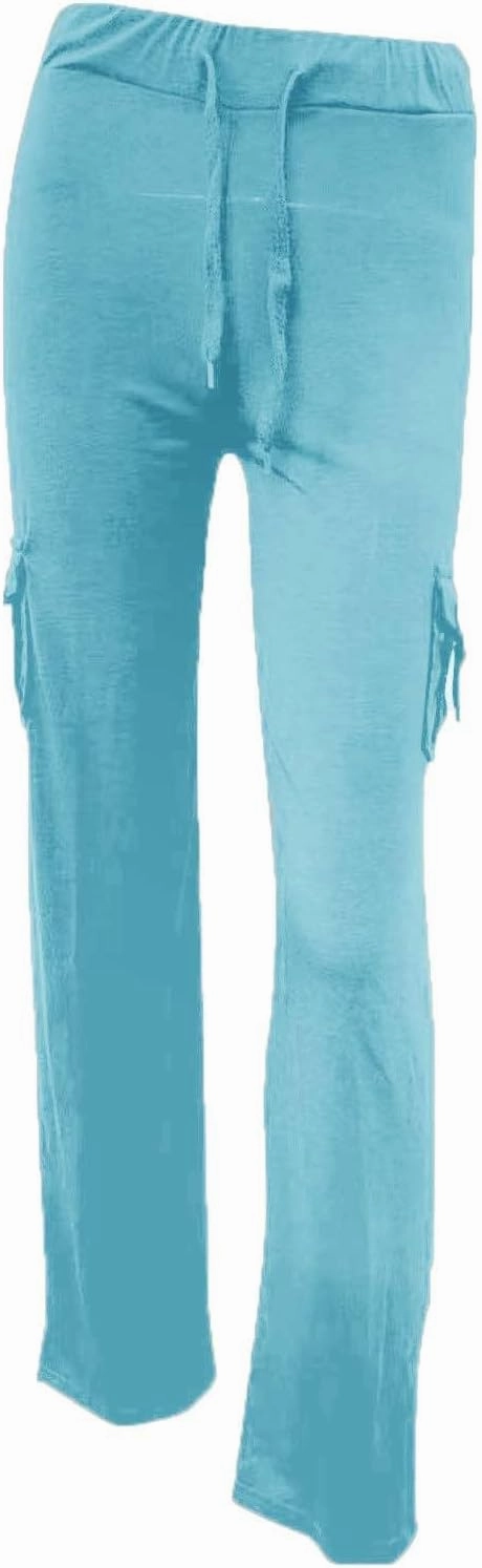Cargo Pants for Women Bootcut Yoga Pants Wide Leg Sweatpants Plus Size Workout Hiking Trousers with Button Pockets