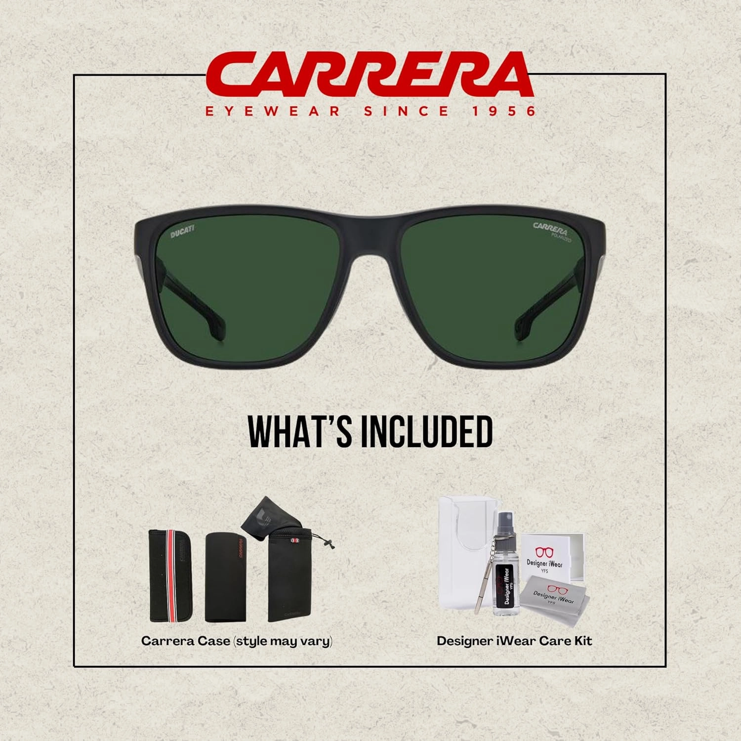 Carrera-Ducati CA003/S Square Sunglasses for Men   BUNDLE With Designer iWear Complimentary Eyewear Kit