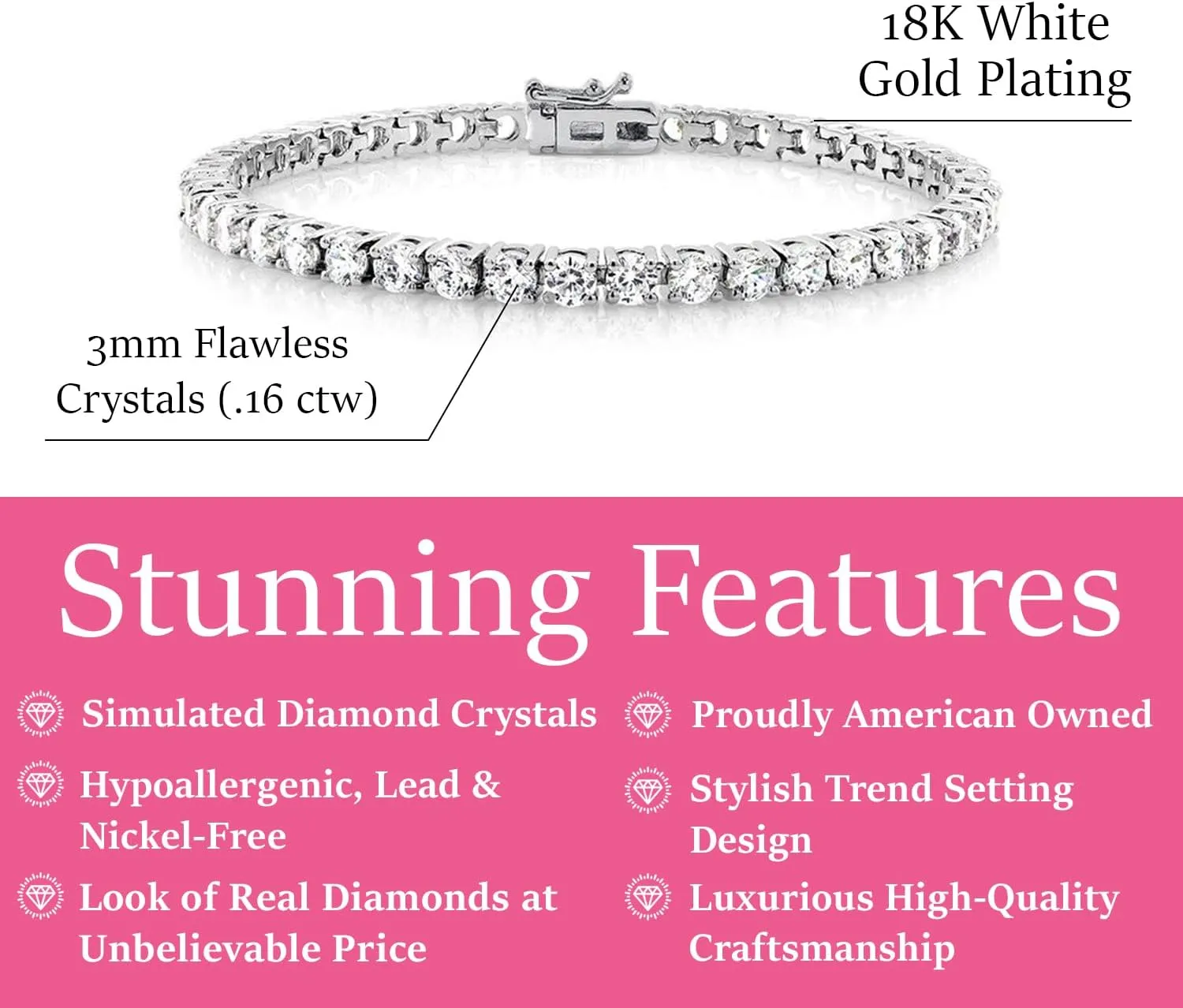Cate & Chloe Kaylee 18k Tennis Bracelet, Women's 18k Gold Plated Tennis Bracelet w/Cubic Zirconia Crystals, 7" Sparkling Stone Bracelet for Women, CZ Wrist Wrap Bracelets