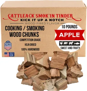 Cattleack Smok'in Tinder Wood Chunks for Smoking Meat, Elevate Your BBQ with Premium Grilling Chunks, Approx.10 lbs All-Natural Kiln-Dried Smoking Wood, Proudly from USA, Grill Like a Pro (Apple)