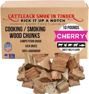 Cattleack Smok'in Tinder Wood Chunks for Smoking Meat, Elevate Your BBQ with Premium Grilling Chunks, Approx.10 lbs All-Natural Kiln-Dried Smoking Wood, Proudly from USA, Grill Like a Pro (Cherry)