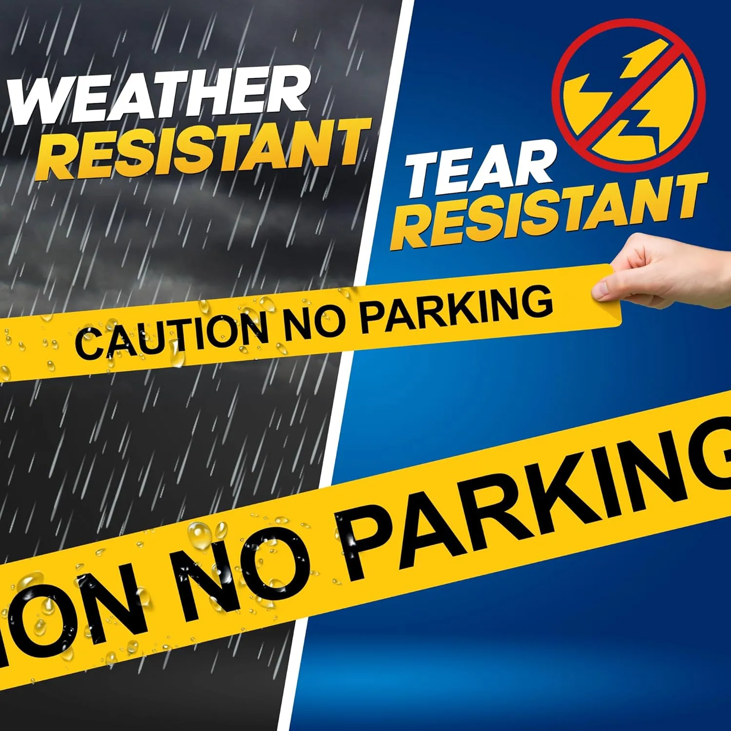 Caution No Parking Tape 3 Pack 3 inch X 1000 feet • Bright Yellow with a Bold Black Print for High Visibility • 3 in. Wide for Maximum Readability • Tear Resistant