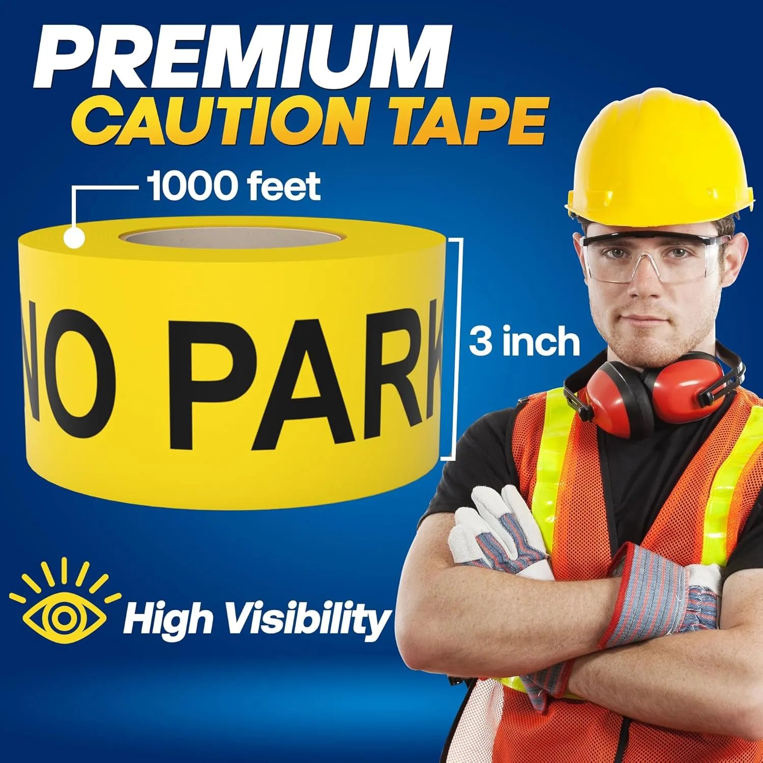 Caution No Parking Tape 3 Pack 3 inch X 1000 feet • Bright Yellow with a Bold Black Print for High Visibility • 3 in. Wide for Maximum Readability • Tear Resistant