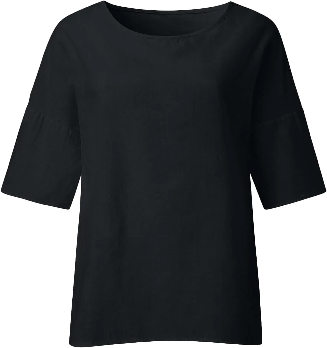 Ceboyel Cotton Linen Tops for Women 3/4 Sleeve Crewneck Tunic Blouses Dressy Causal Gauze Shirts Ladies Summer Clothing 2025