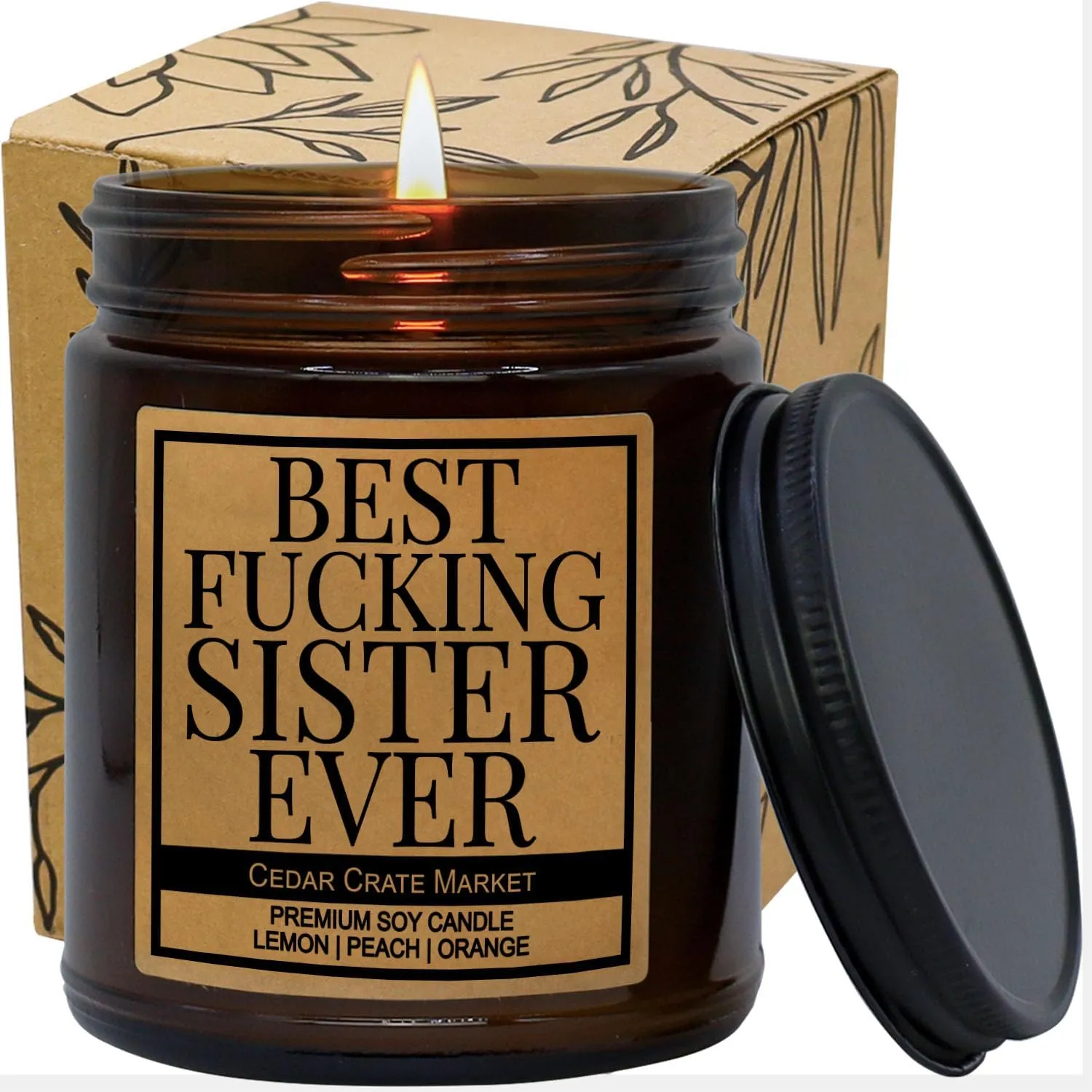 Cedar Crate Market - Best Sister Ever - Sister Birthday Gift from Sister, Big Sister, Little Sister, Funny Candle Gift from Brother, Sister in Law, Worlds Greatest Sister - 7oz Candle Made in USA