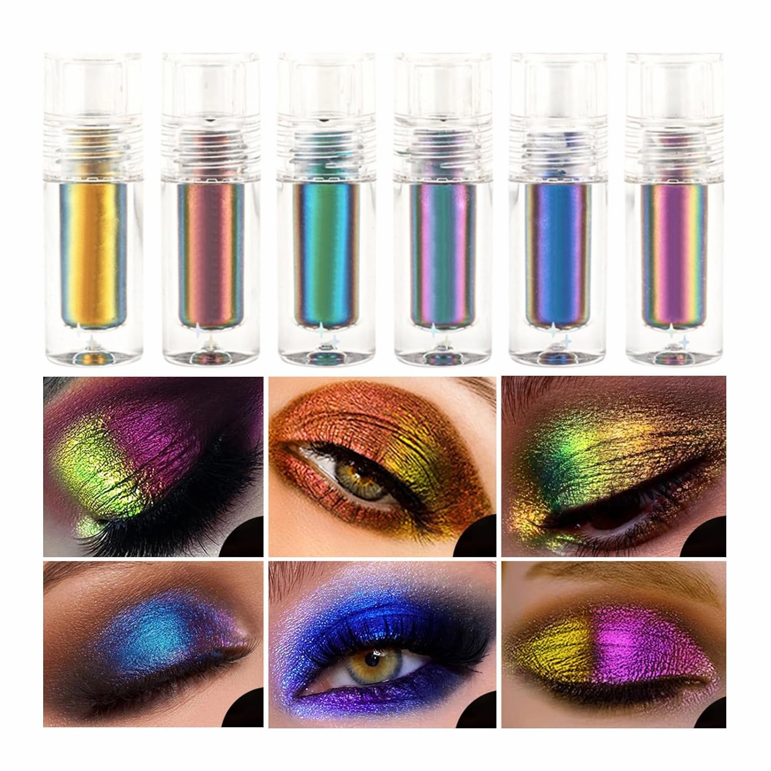 Chameleon Eyeshadow Stick Metallic High Pigments Makeup Metals Gloss Shimmer Shining Eye Shadow for Eyes Sparkling Pen Kit Gift for Lady (6 Colors Chameleon Eyeshadow)