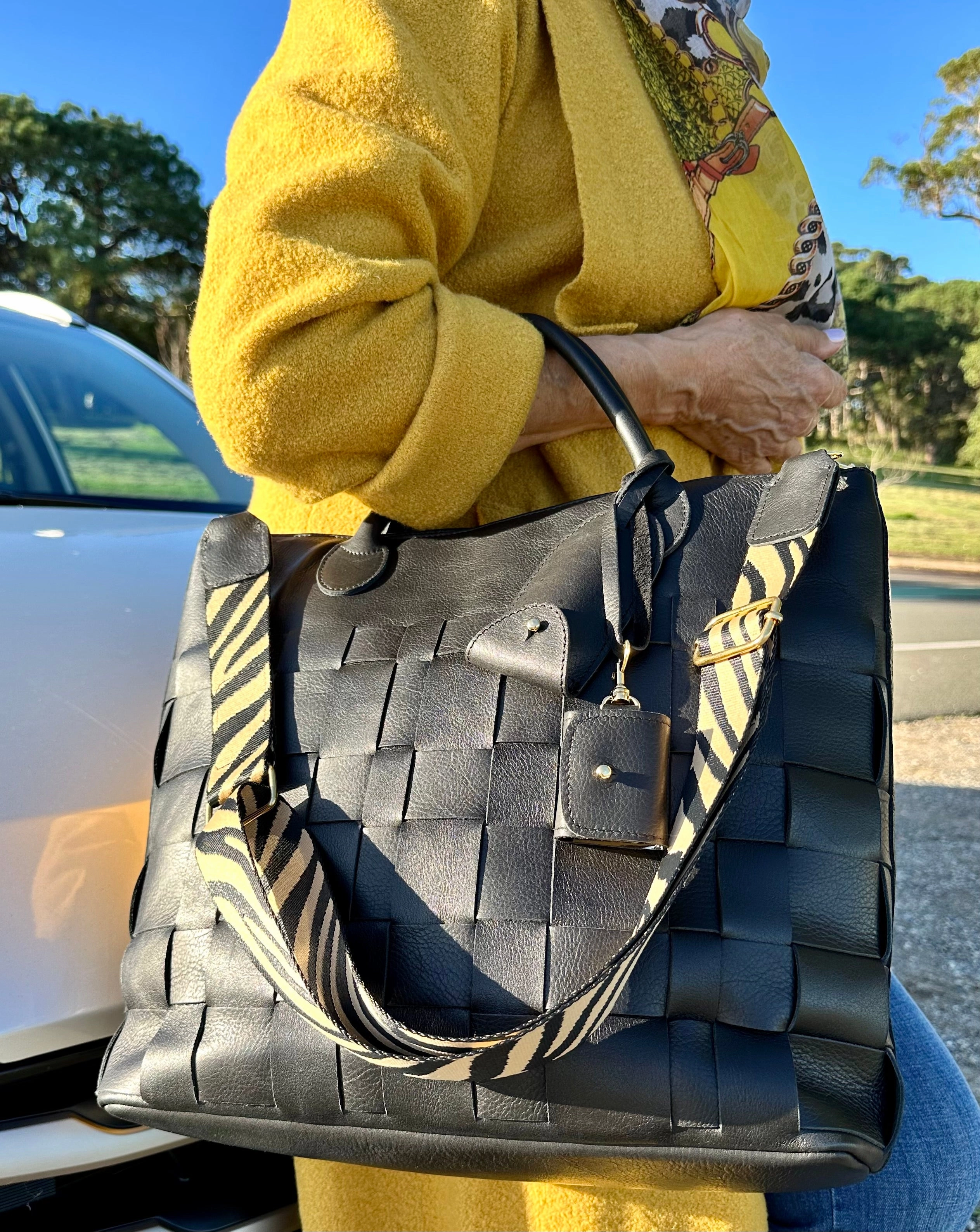 Charlotte Woven Leather Tote Bag - Hazelnut