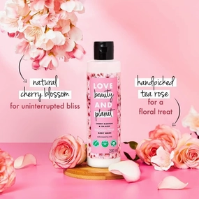 Cherry Blossom & Tea Rose Luxurious Body Wash | Liquid Shower Gel | Hydrating | Paraben Free, 200ml