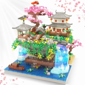 Cherry Blossom Flowers Bonsai Tree Mini Building Kit Set, Chinese Architecture Building Blocks with Light, Japanese Sakura Tree House Gift for Adults and Kids(3320PCS)
