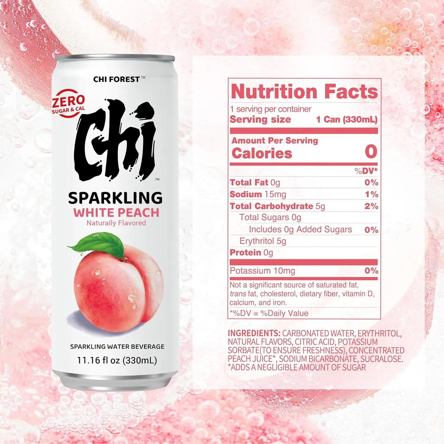 CHI FOREST White Peach Sparkling Water (11.15 oz* 24)…