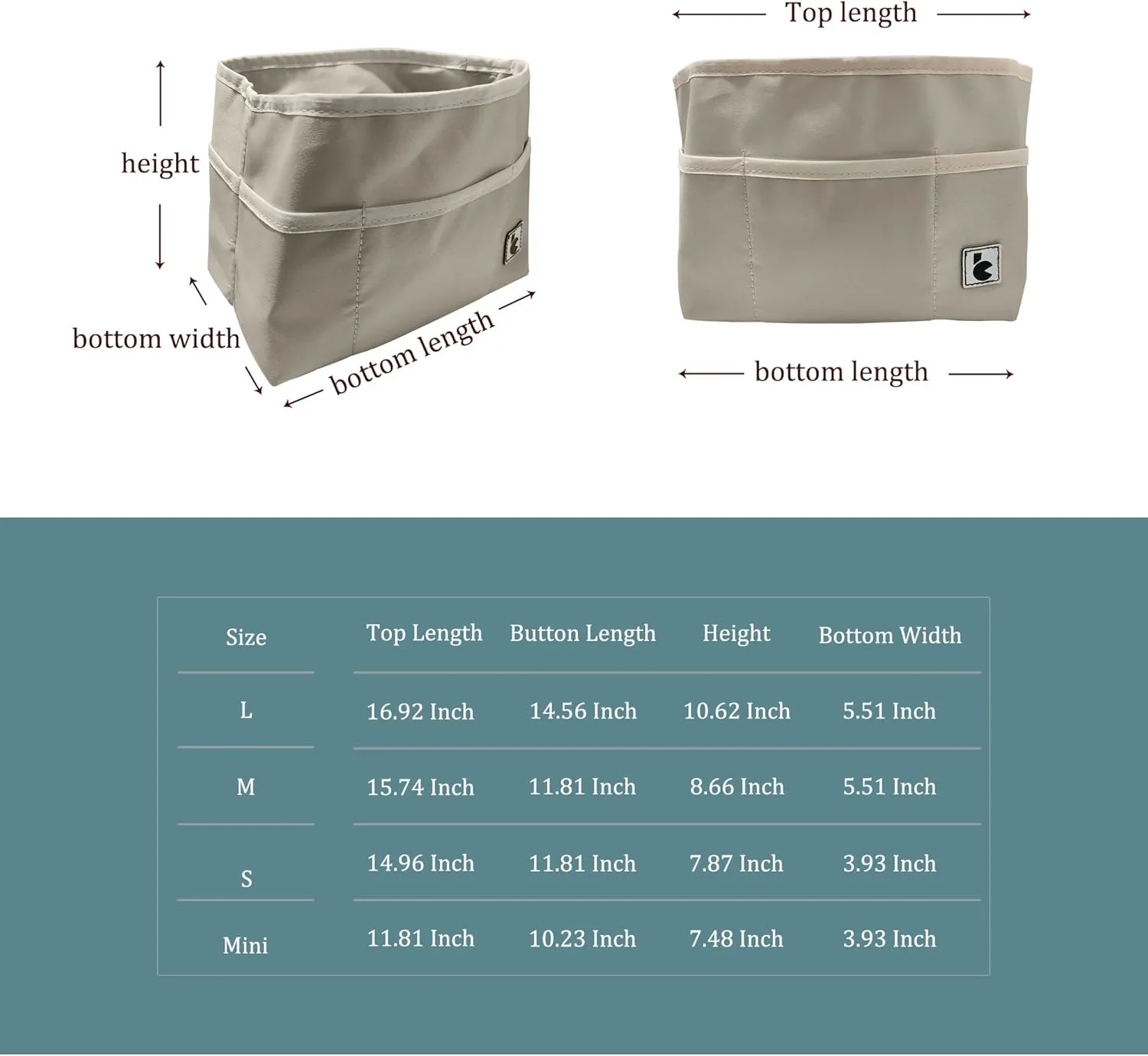 Chispee Purse Organizer Insert for Handbags Bag Organizer Waterproof Without Pilling 12 Pockets Storage Insert Bag Fits Longchamp Speedy Neverful(Beig, L