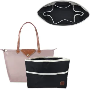 Chispee Purse Organizer Insert for Handbags Bag Organizer Waterproof Without Pilling 12 Pockets Storage Insert Bag Fits Longchamp Speedy Neverful(Black, L