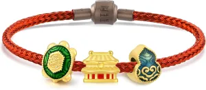 CHOW SANG SANG 999 24K Solid Gold Auspicious Charm Trio Bracelet Jewelry Set for Women 93528C 92659C 92660C