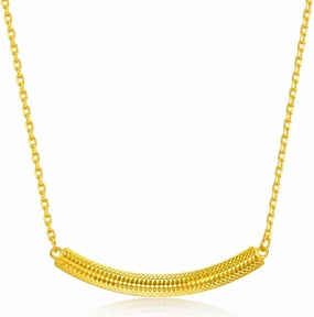 CHOW SANG SANG 999 24K Solid Gold gin Curved Bar Necklace for Women Size 47cm 95729N Price-by-Weight 5.61g Gold