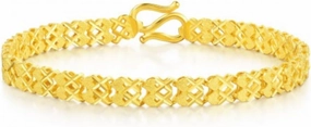 CHOW SANG SANG 999.9 24K Solid Gold Criss Cross Link Chain Bracelet for Women Size 17cm 84775B Price-by-Weight 10.85g Gold
