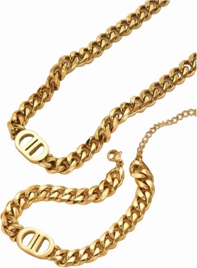 Chunky Double D Cuban Link Stainless Steel Necklace, Waterproof, Non Tarnish