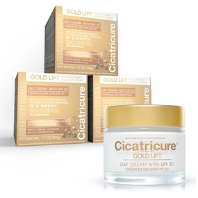 Cicatricure Gold Lift Day Cream, Anti Aging Face Moisturizer with SPF 30, Hydrating Skin Care with Gold, Calcium & Silicon to Lift and Tighten Face Contour 1.7 Ounce (Pack of 3)