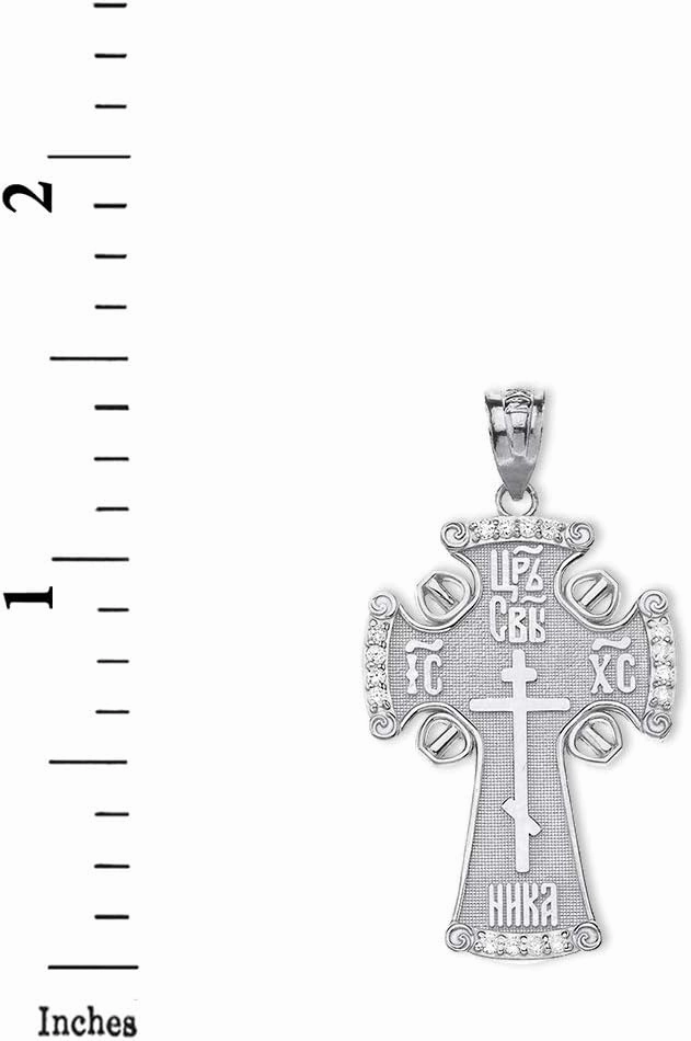 Claddagh Gold Solid 925 Sterling Silver Eastern Orthodox IC XC NIKA Cross CZ Pendant Necklace