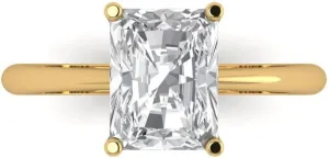 Clara Pucci 2.5Ct Radiant Cut Solitaire Moissanite Engagement Ring - Solid 14K Yellow Gold