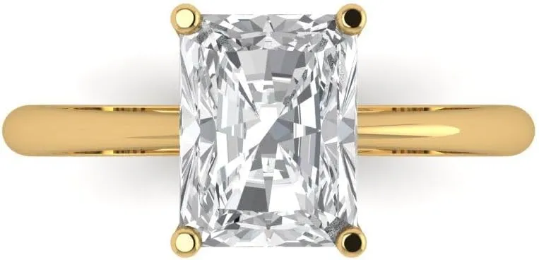 Clara Pucci 2.5Ct Radiant Cut Solitaire Moissanite Engagement Ring - Solid 14K Yellow Gold