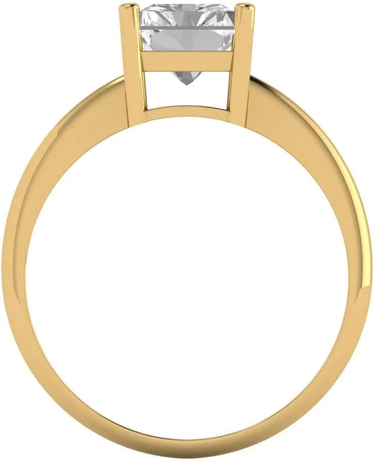 Clara Pucci 2.5Ct Radiant Cut Solitaire Moissanite Engagement Ring - Solid 14K Yellow Gold
