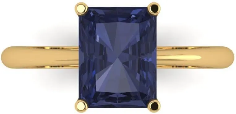 Clara Pucci 2.5ct Radiant Cut Solitaire VVS1 Blue Sapphire Wedding Bridal Designer Anniversary Engagement Ring 14k Yellow Gold