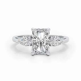 Classic 2.0 CT Radiant Moissanite Engagement Ring with Three Stone Design